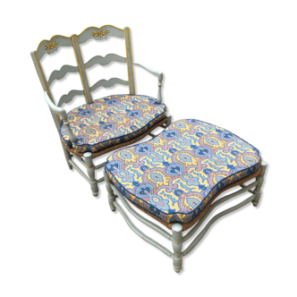 Provencal armchair laffabour and its ottoman