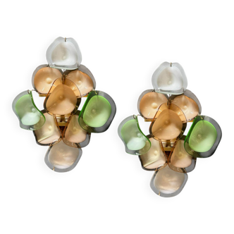 Murano Glass Disc Sconces Set of 2 1970’s