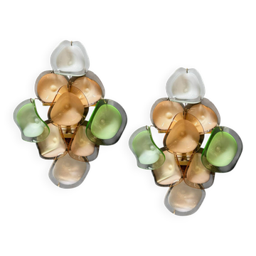 Murano Glass Disc Sconces Set of 2 1970’s
