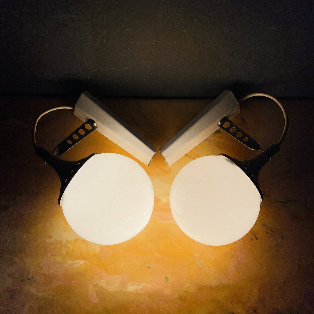 Italian white wall sconces from the mid-century by Targetti Sankey, 1960s, set of 2.