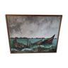 Marine oil painting, shipwrecks