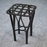 Tabouret fer forgé et métal tressé France 1950's