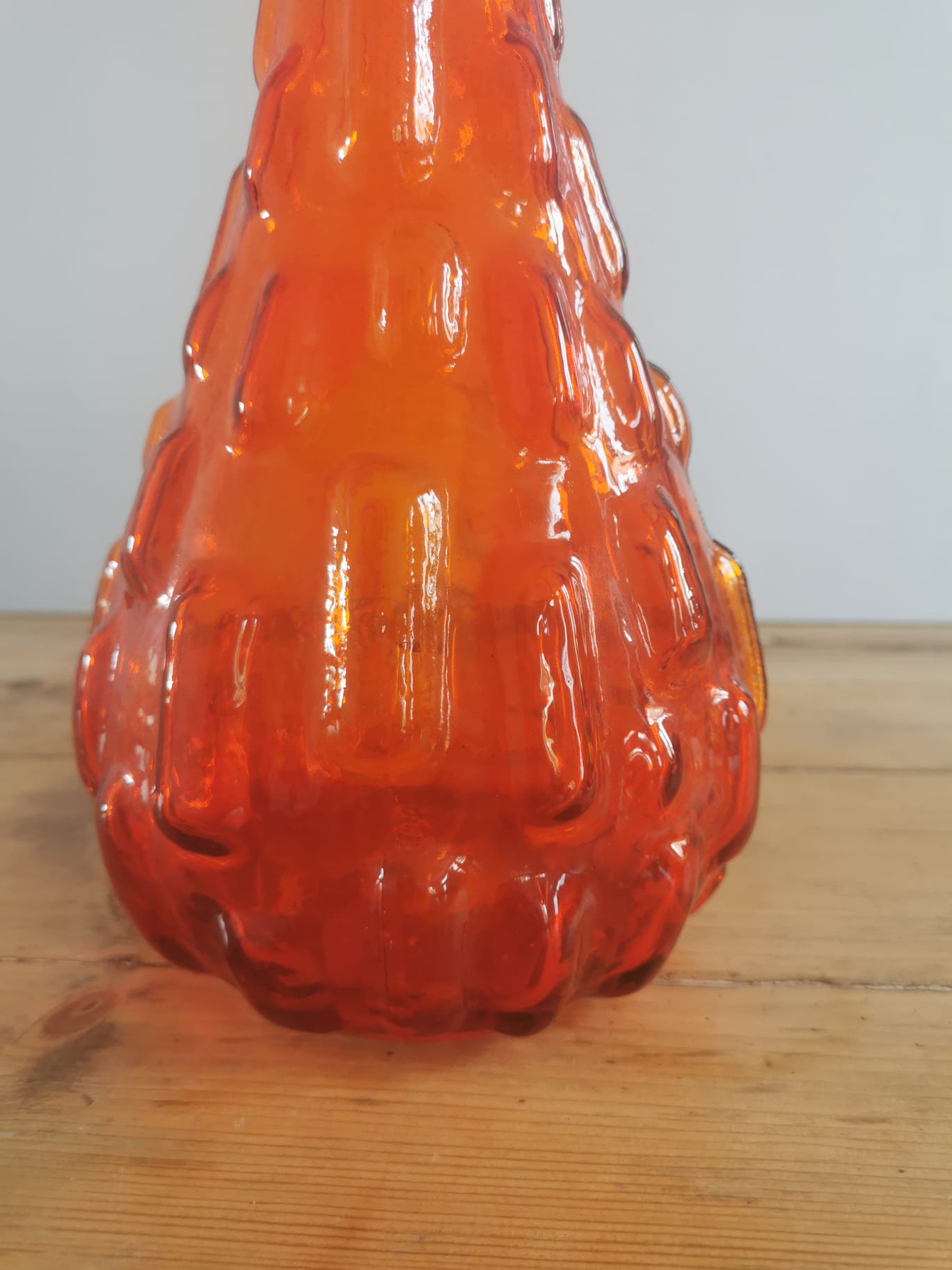 Italian carafe in Empoli glass color orange red 70