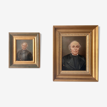 2 portraits huile, notable XIXe