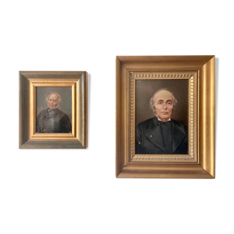 2 portraits huile, notable XIXe