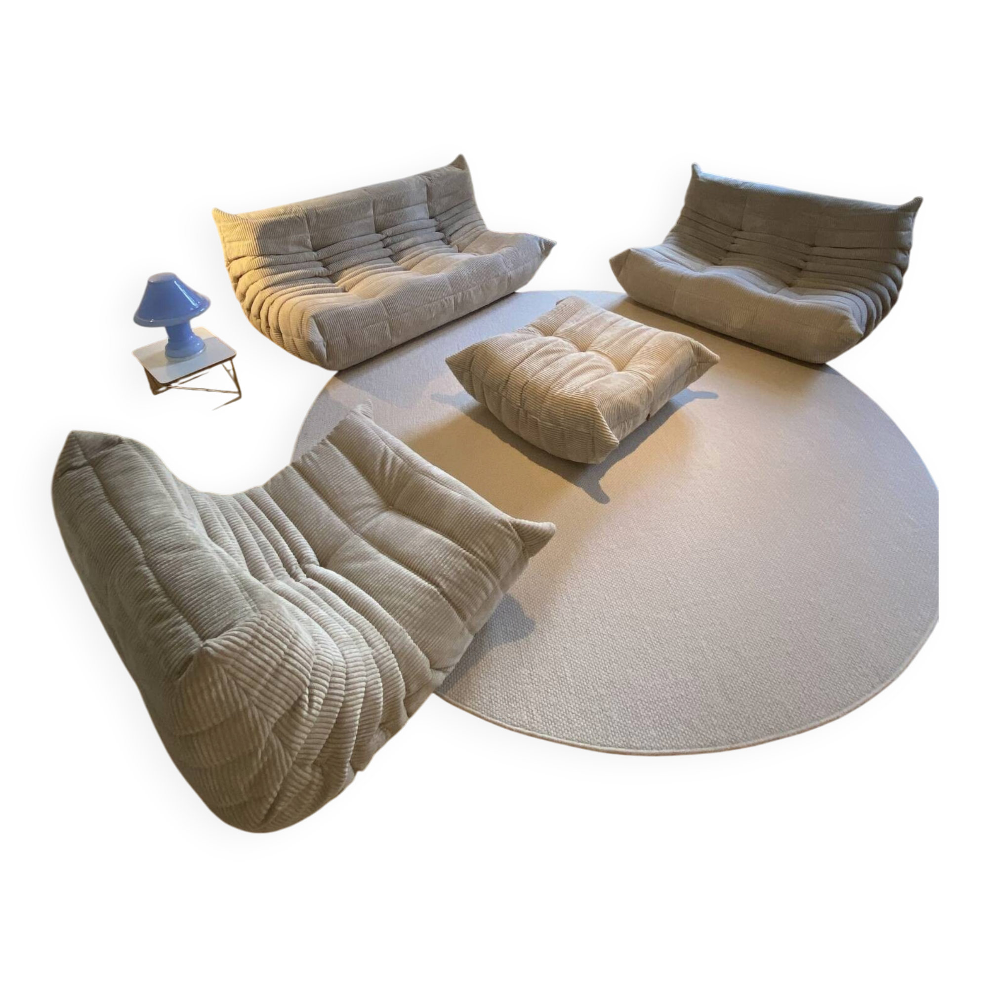 Ligne roset – ensemble togo 4 pièces – velours côtelé beige