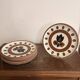 Lot 7 Flat Plates Boch Louvière Kimono Tulip Brown Flowers Vintage