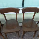 Set of 8 wooden bistrot bar chairs - vintage