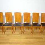 6 Vintage Blond Oak Chairs, France 1960