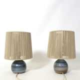 Pair of bedside lamps, rope blinds