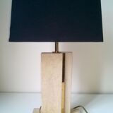 Travertine and gilded brass table lamp by Camille Breesch Belgium c. 1970