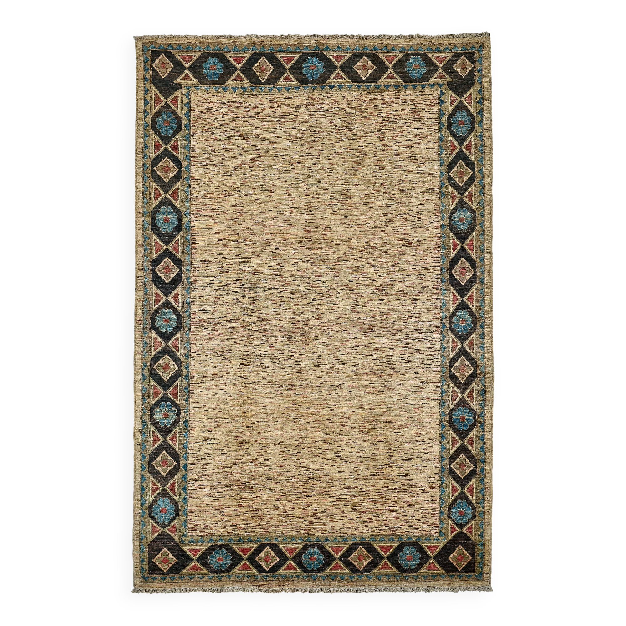 Tapis Oushak en laine noué à la main turc 202 cm x 304 cm