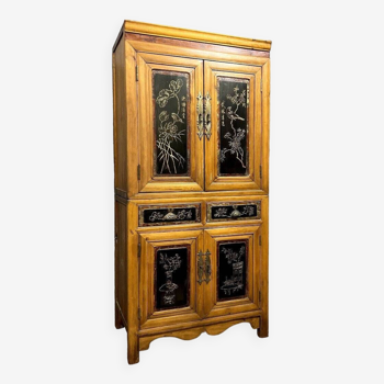 Asie fin XIXeme : cabinet Japonisant en bois exotique et laque circa 1880