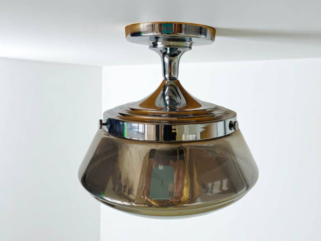 Pair Schoolhouse style semi-flush mount ceiling lamps