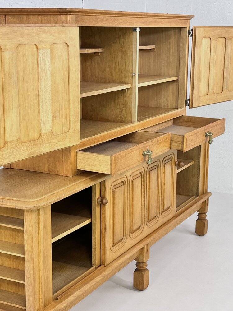 Enfilade Midboard Mathias in oak and brass by Guillerme and Chambron