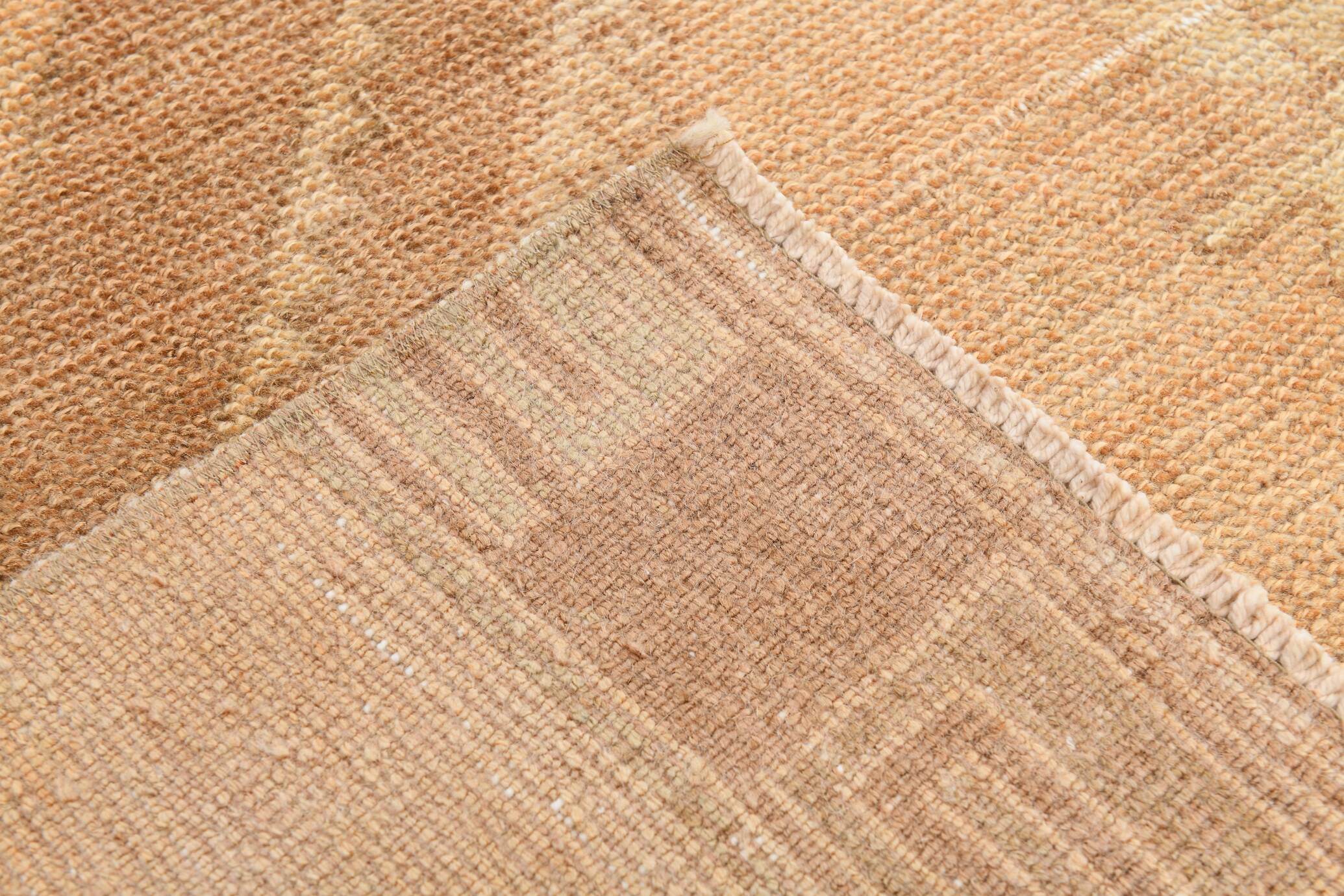 3x12 Cream & Brown Tribal Turkish Runner Rug, 95x377Cm