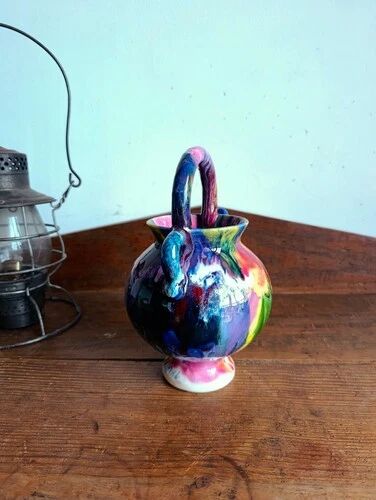 Vase / Multicoloured Ceramic Jug - signed Dressinval - 1960s - Vallauris
