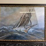 Frederick r. wagner (1937) (1864-1940) : aquarelle voilier en pleine mer
