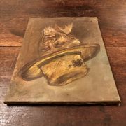 Old Table Oil on Canvas: Portrait of a Man in a Hat