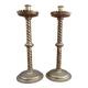 Pair of antique candle holders 19th brass 39 cm