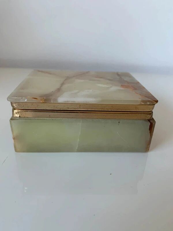 Vintage green marble/onyx jewellery box - 1960s/70s