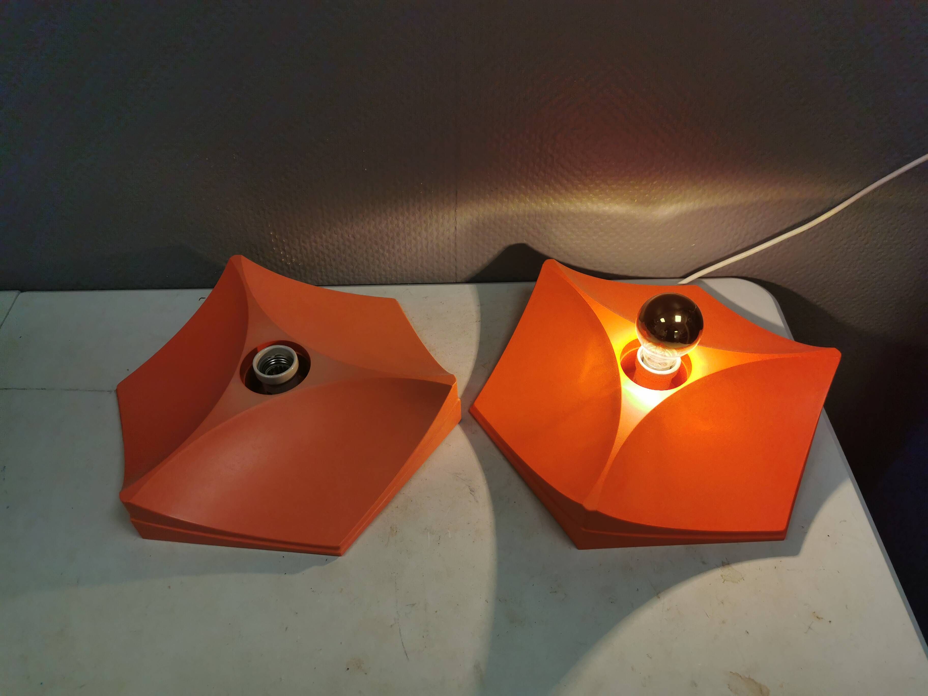 A set of rare wall lamps from Hoffmeister, Germany, 1970s. Model 35060.