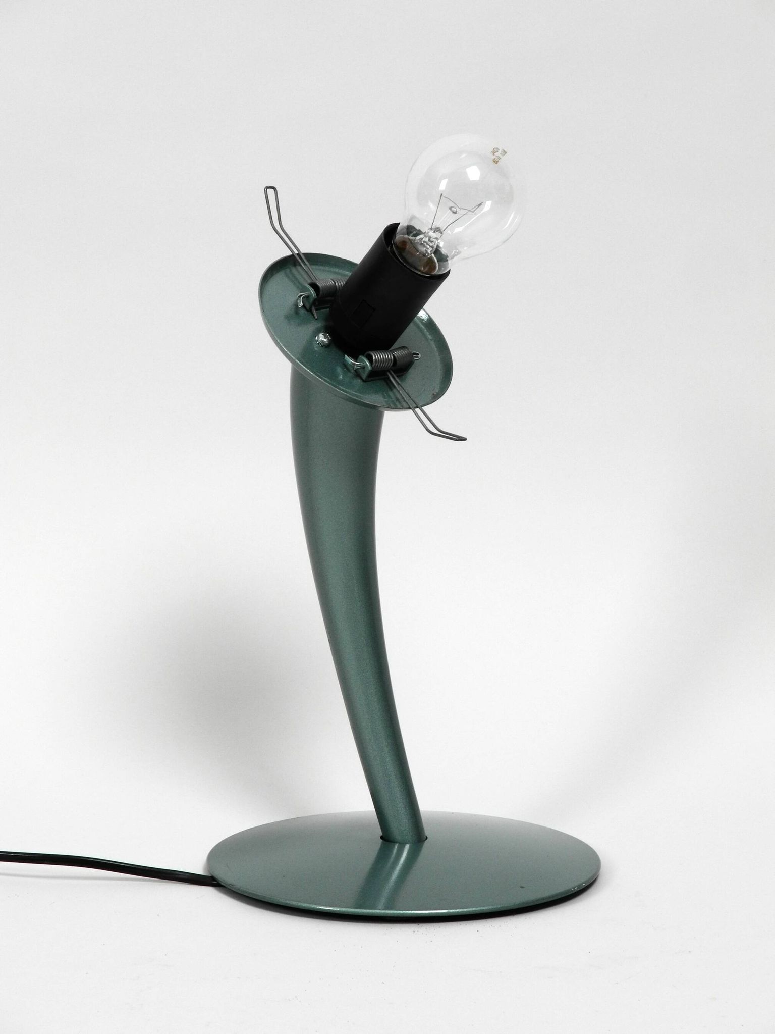 Large extraordinary 80s metal table lamp and opal glass shade