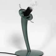 Large extraordinary 80s metal table lamp and opal glass shade