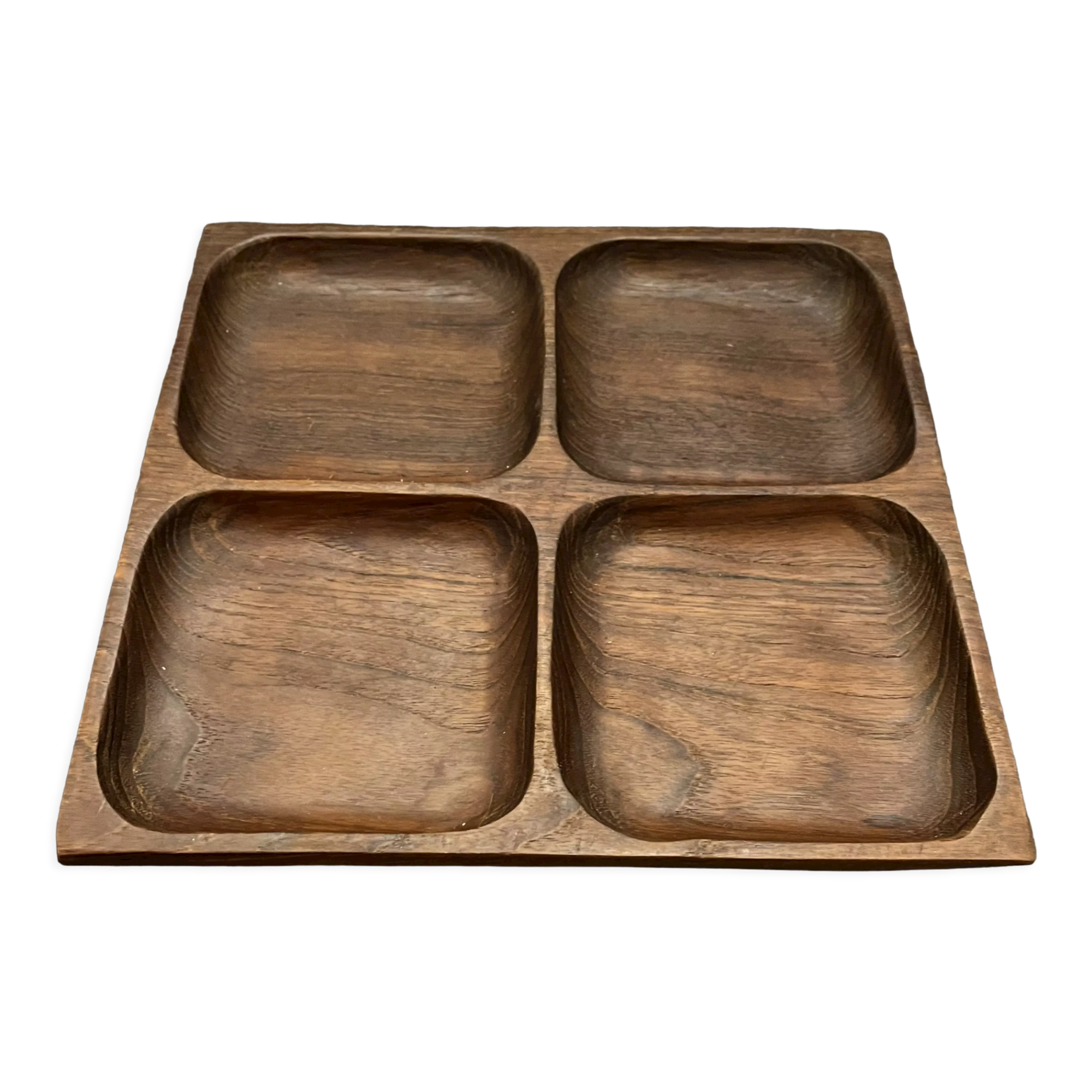 Wooden tray with compartments