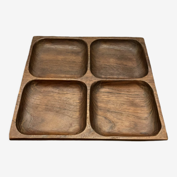 Wooden tray with compartments