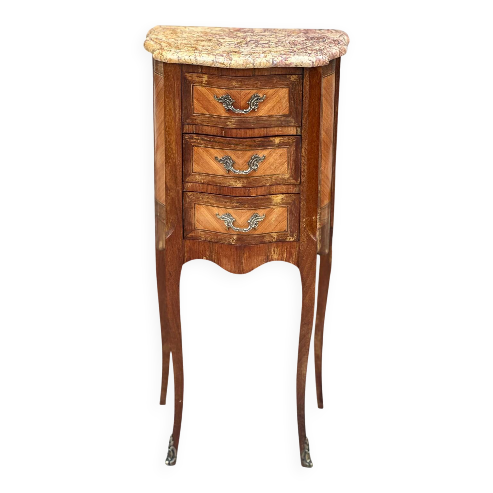 Small Louis XV style marquetry chiffonniere table