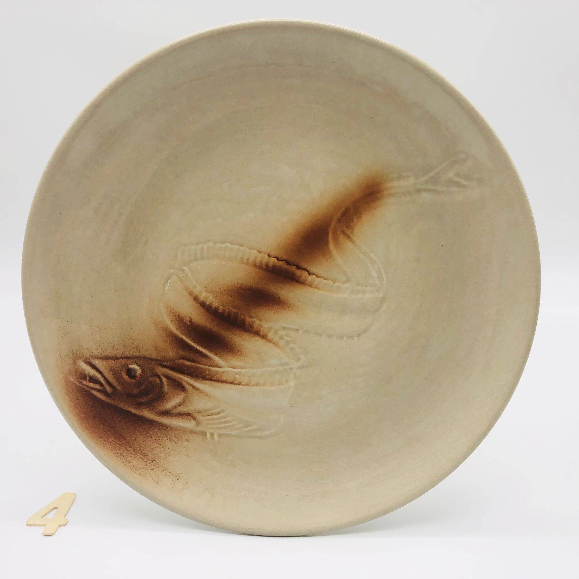 6 antique fish plates, St Amand earthenware