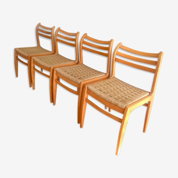 Scandinavian chairs wood and ropes