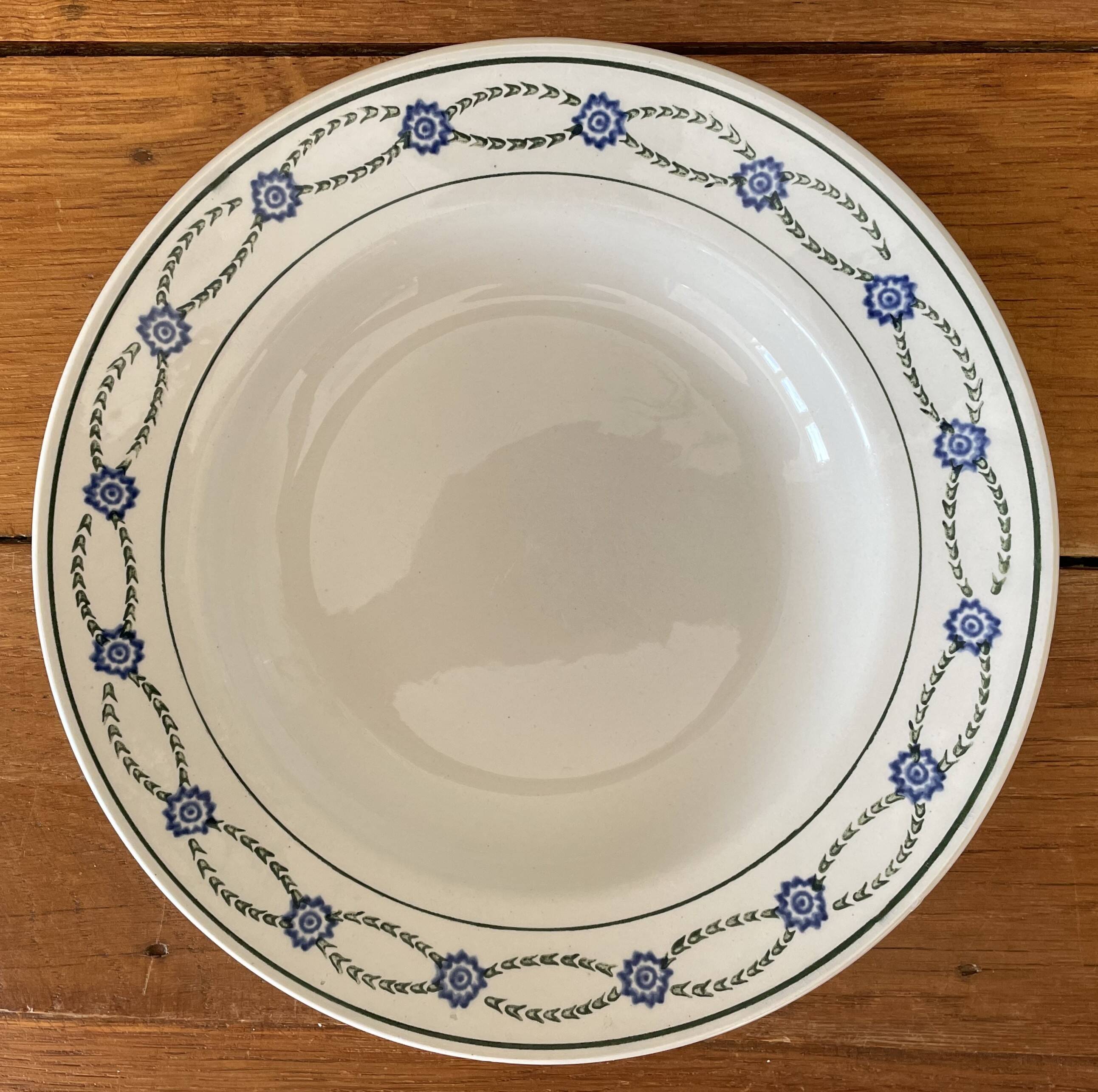 6 antique deep plates in earthenware from Saint-Amand (Nord)