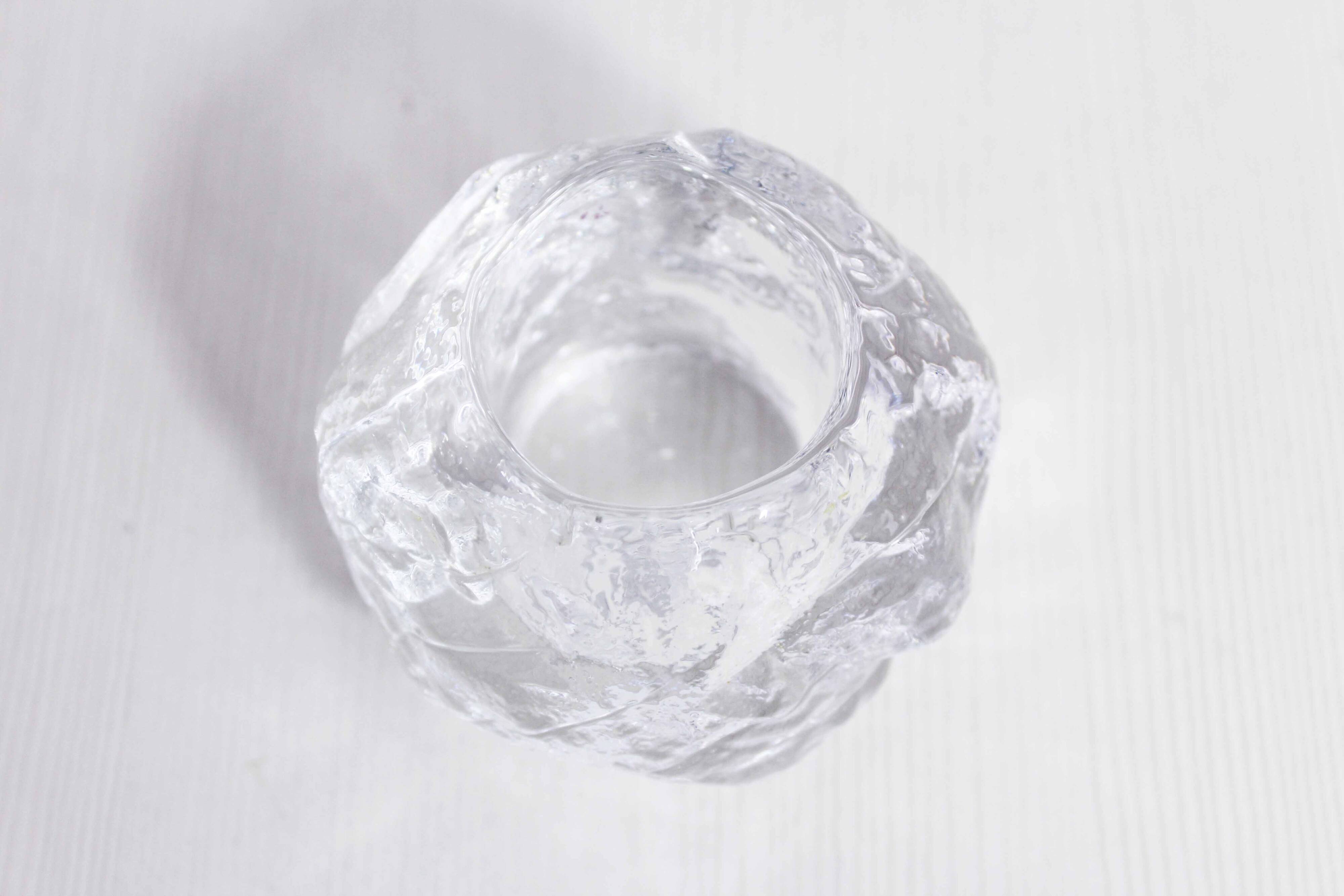 Glass "snowball" tealight candle holder