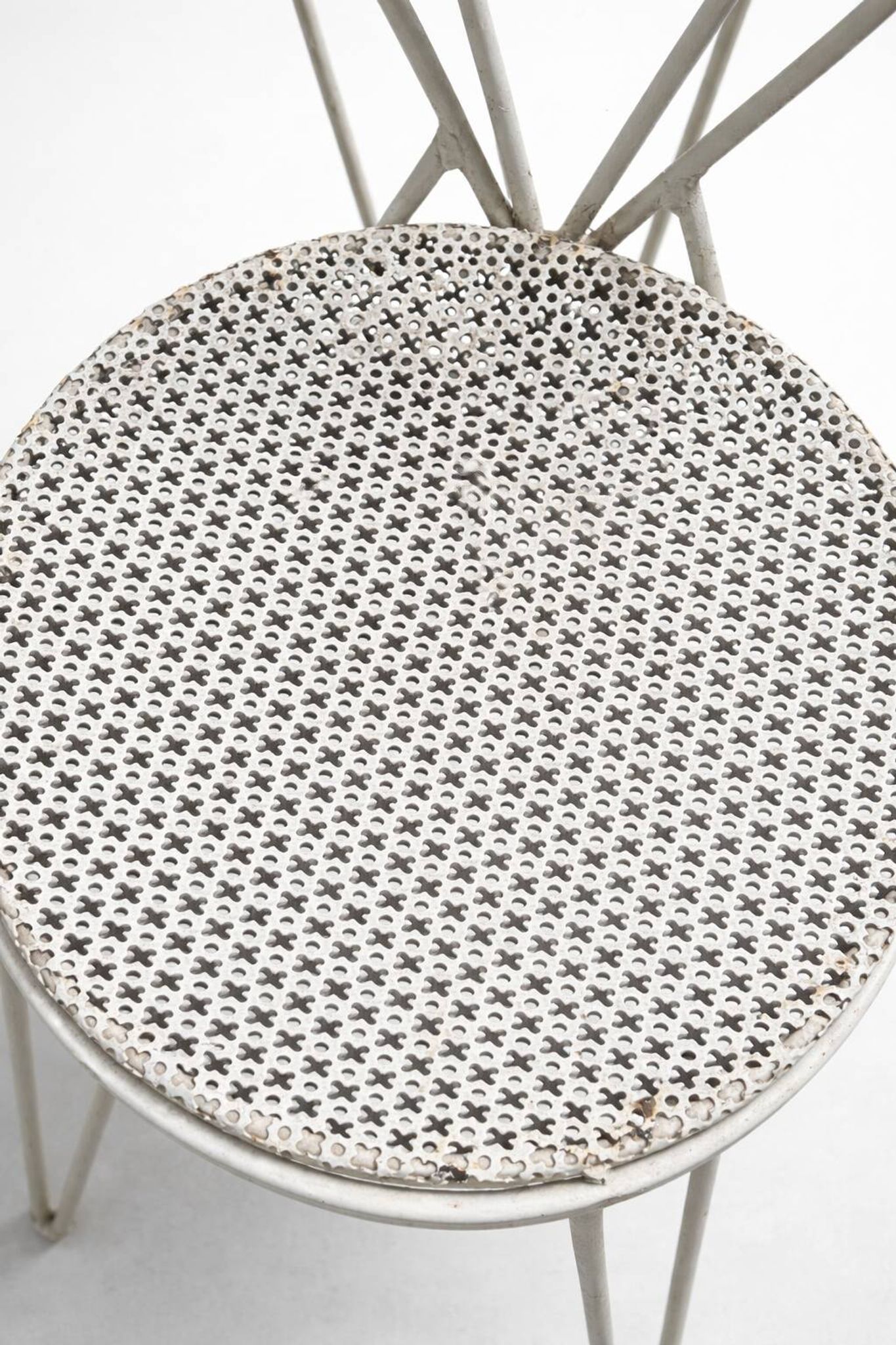 Garden chair "Cœur" attributed to Mathieu Matégot, perforated metal, years