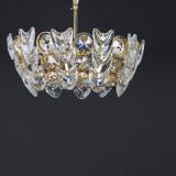 Small golden brass suspension with crystal-encrusted glass by Palwa, Germany 1970s