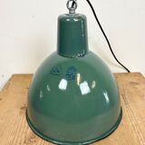 Lampe industrielle d’usine en émail vert années 1960