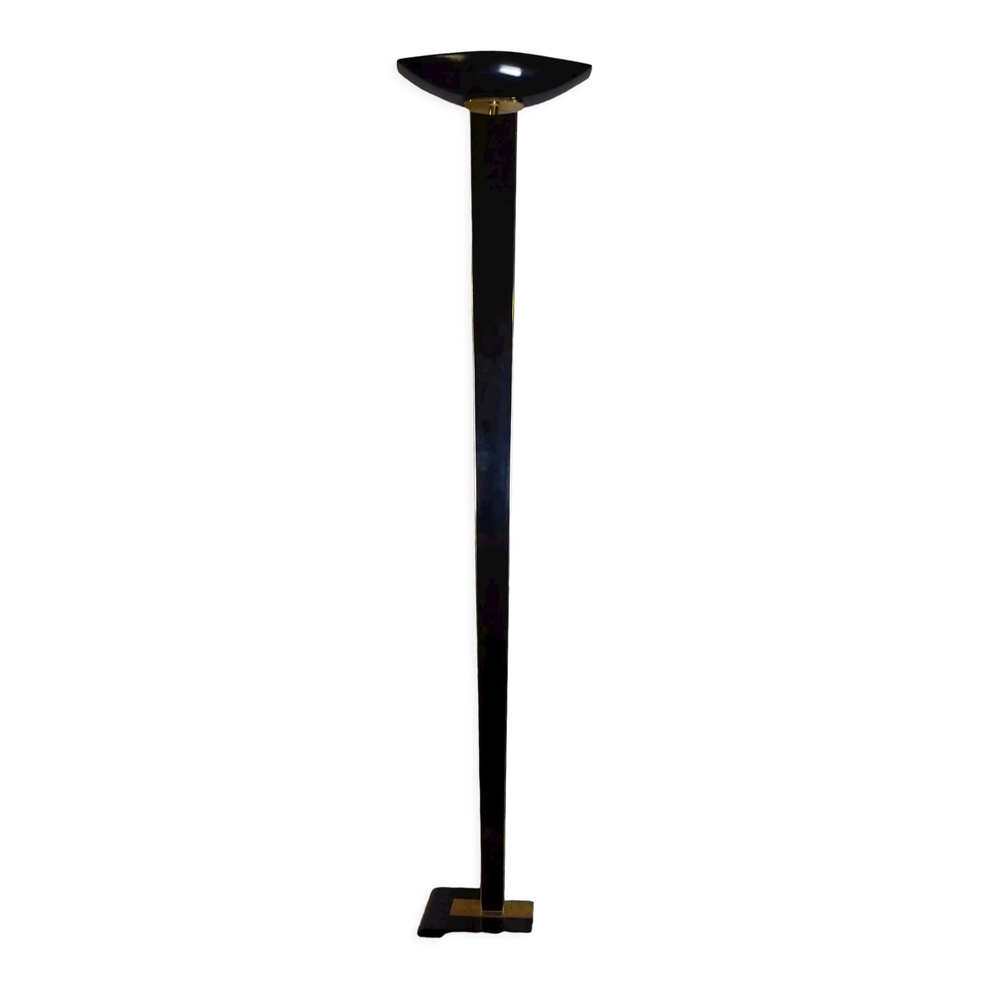 Vintage floor lamp design 1980 in lacquered metal ceramic and brass