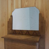 Old mirror beveled wooden box carved art deco