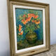 Table bouquet flowers reproduction frame wood