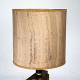 Vintage Brass Table Lamp with Fabric Shade – Original Patina. Italy 1970s
