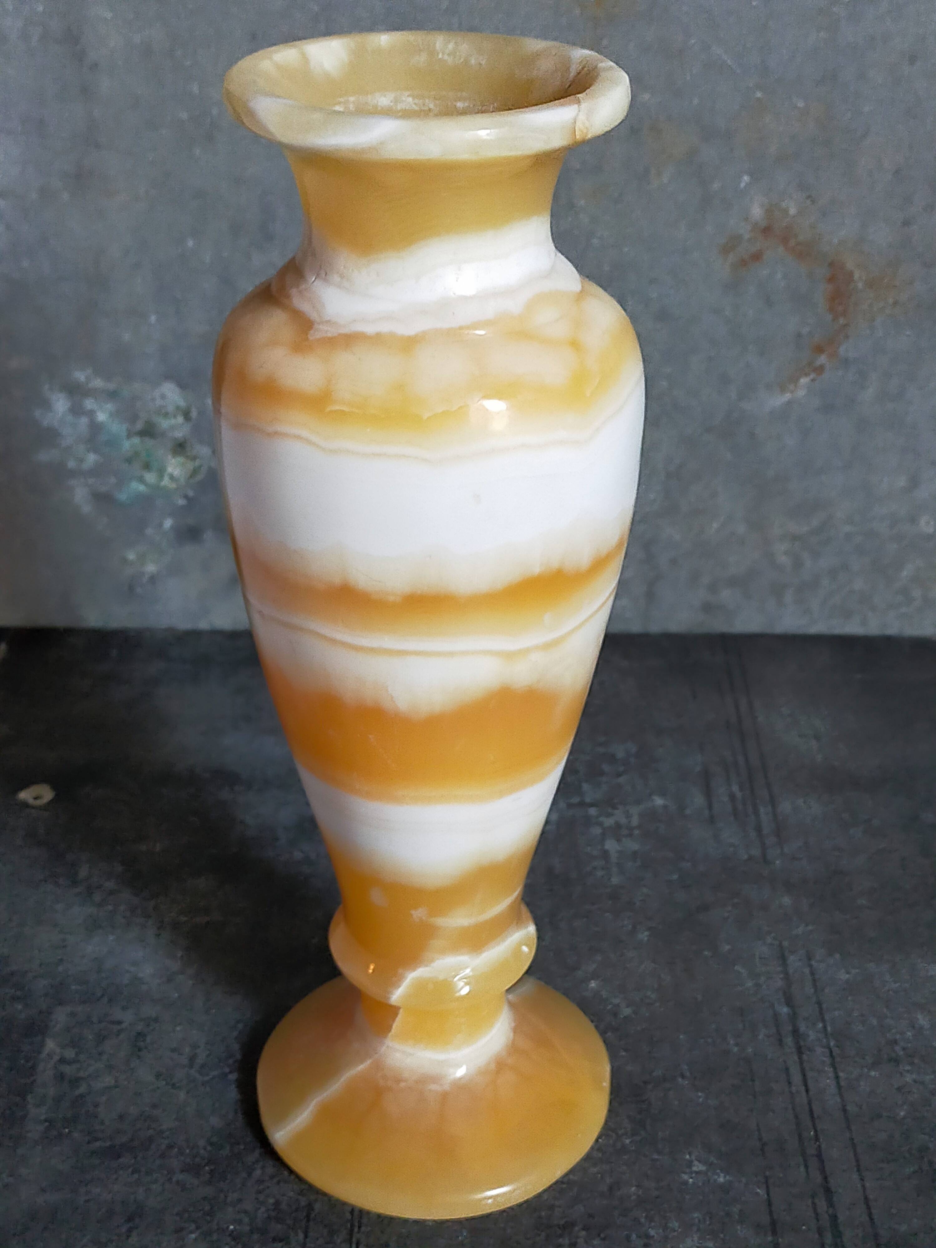 Baluster vase in real vintage honey onyx stone 25 cm