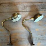 2 industrial brass wall lights - Denmark 70s-80s