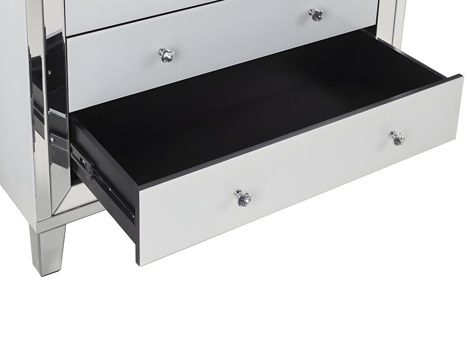 Glass and mirror chest of drawers