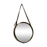 Black leather mirror by Jacques Adnet 1950s
