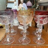 Ensemble de 6 verres à vin. Cristal massif coloré.