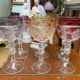 Set of 6 wine glasses. Solid colored crystal.