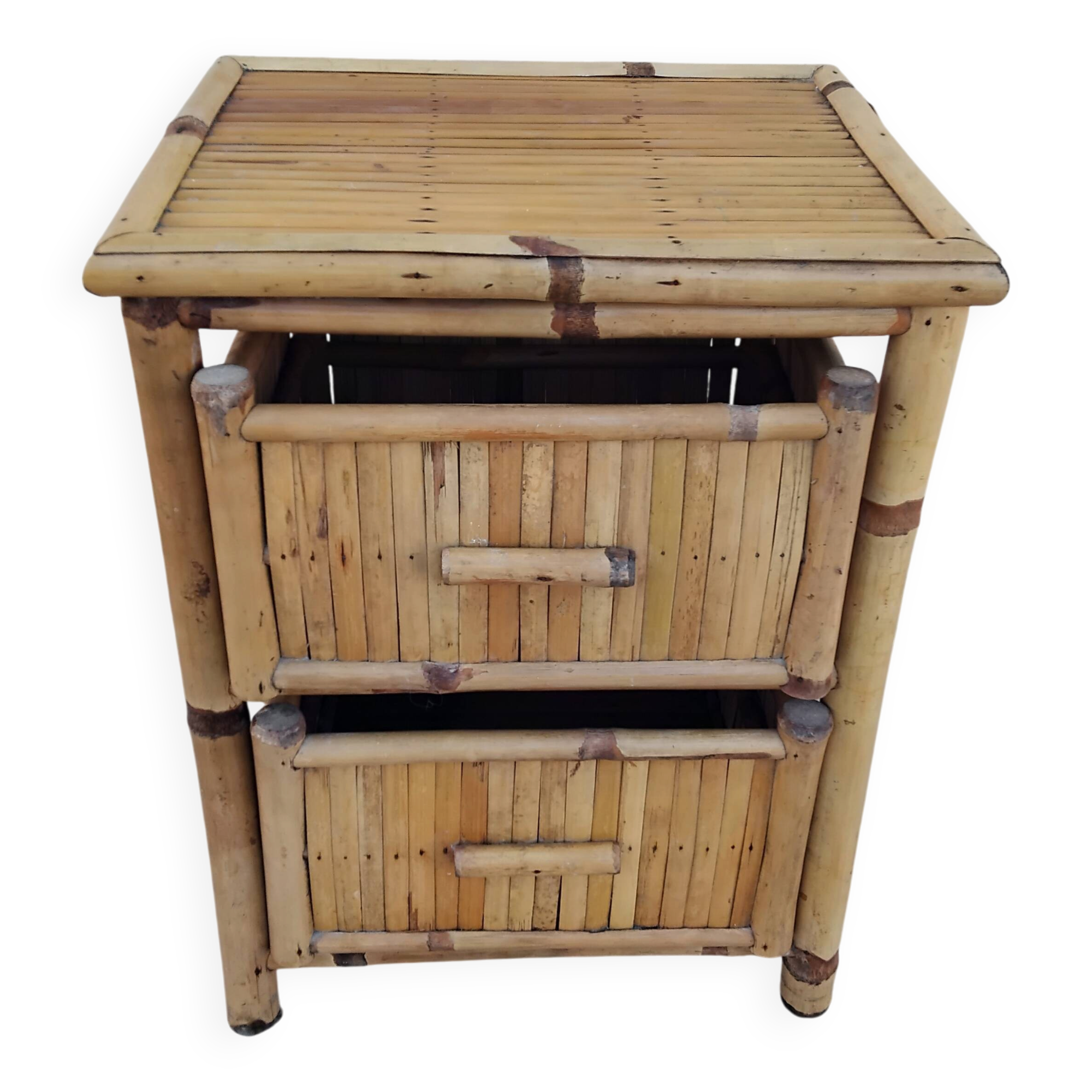 Vintage design bamboo bedside table