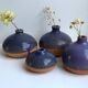 Lot de 4 petits vases en grès vernissés violets années 70